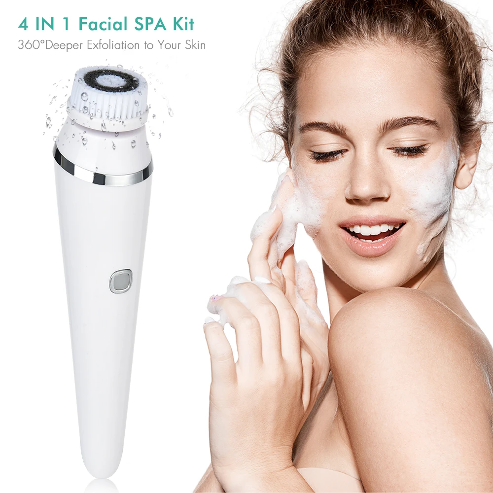 

4 In 1 Electric Facial Cleansing Brush Waterproof Facial Massager Face Cleansing Device for Deep Cleaning Removal Blackhead Pore