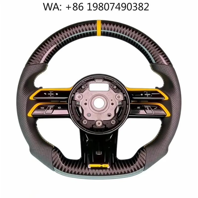 

Color Accent Carbon Fiber Steering Wheel With Rotary Knob Fit W223 W204 W205 C300 GLC X253 W211 W212 W213 W221 W222 C63