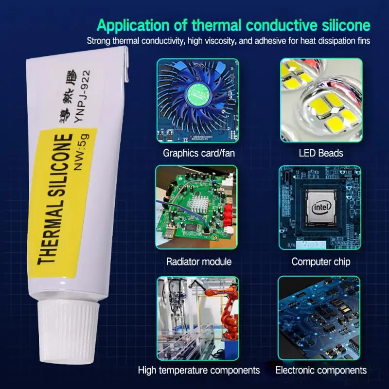 8pcs 5g Thermal Paste Conductive Heatsink Plaster Viscous Adhesive Glue For Chip VGA RAM LED IC Cooler Radiator Cooling Sealers