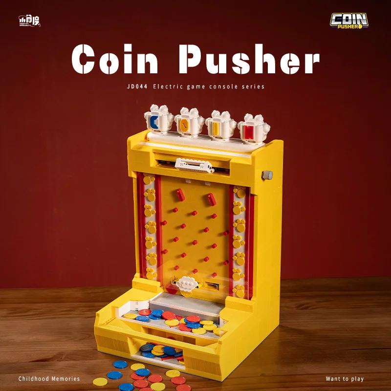 

Electric Coin Pushing Game Machine Building Blocks DIY Assembly Particle Intellectual Puzzle Gaming Hall Replica Display Toy