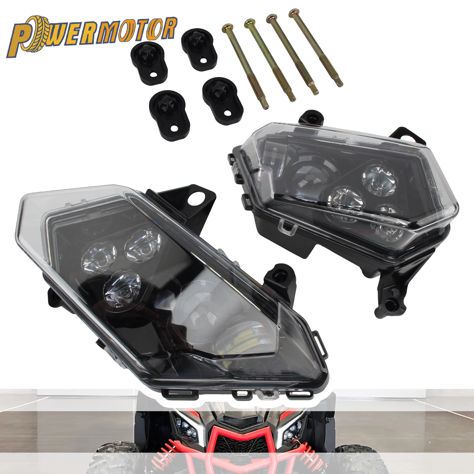 1 par de montagem de faróis de motocicleta para can am maverick x3 max r xds xrs turbo dps 4x4 17-2021 utv led farol alto e baixo