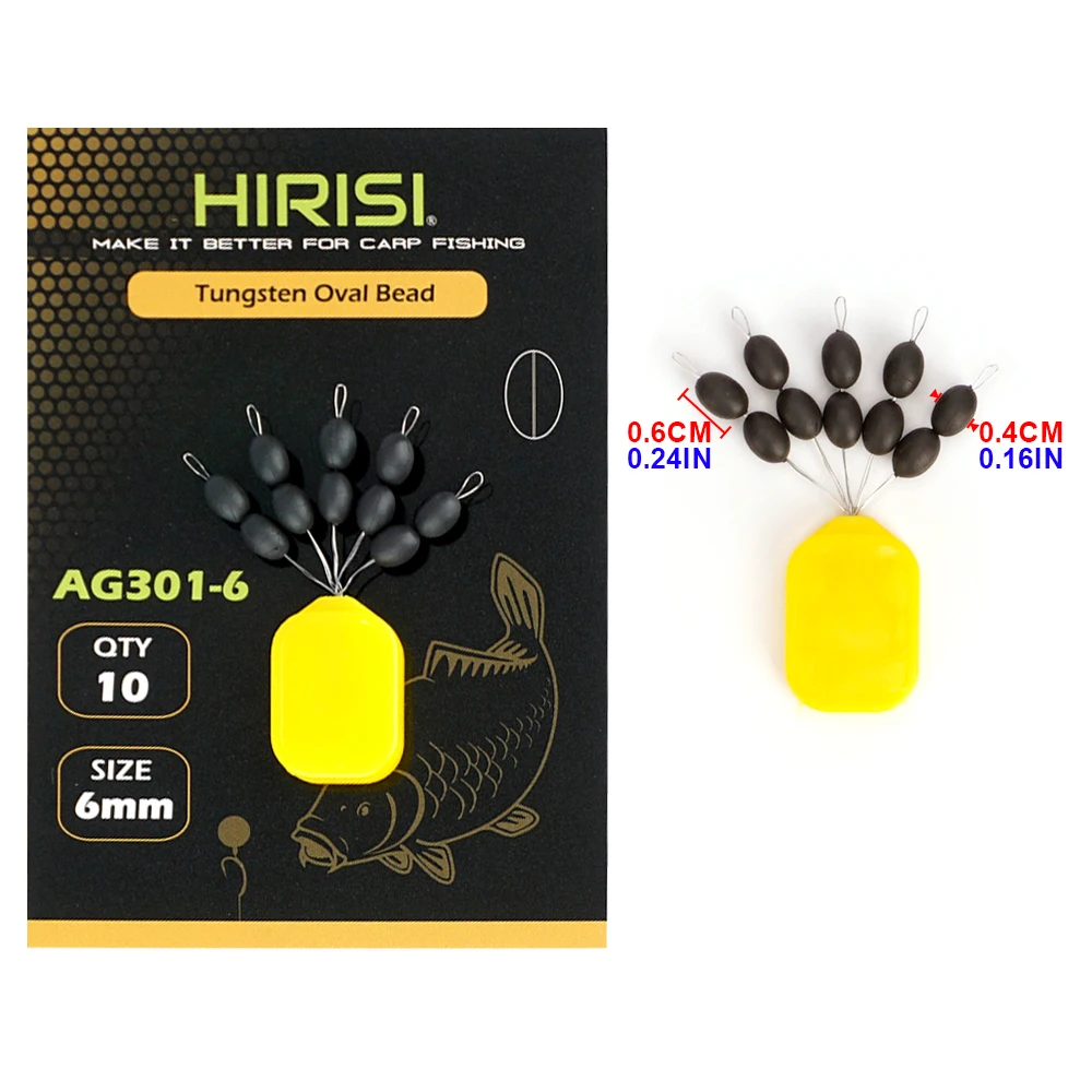 HIRISI Tungsten Oval Perlen-Karpfenangelgewicht 6mm Rostfreie Schnurgewichte für Euro-Karpfenangel-Rig-Zubehör – Detail 9