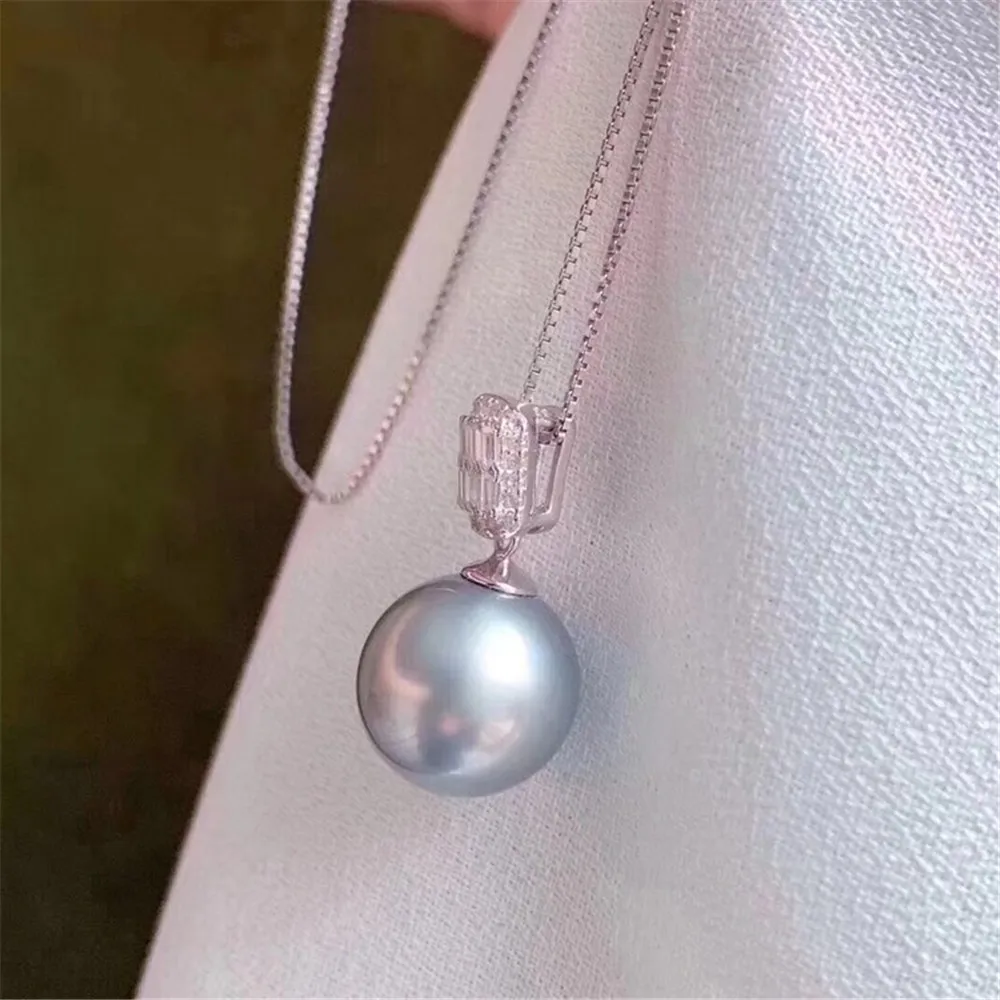 DIY Pearl Accessories S925 Pure Silver Pearl Jade Pendant with Empty Support for Women's Fashion Style Fit 8-13mm Round Beads