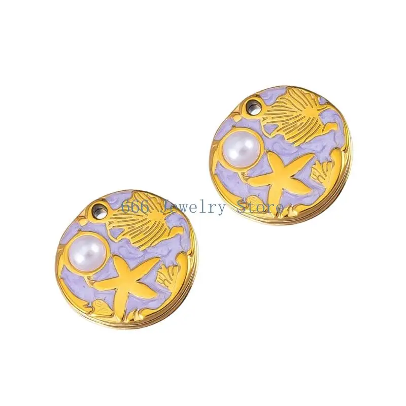 F2TD 2Pcs Stainless Steel Sea Inspired Charm for Handmade Necklace Accessories Crafting