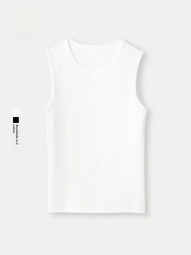 Chaleco blanco informal HLA redondo Ne Svel ropa interior ajustada Top de mujer mezcla de Lycra de algodón novedad de verano llegada