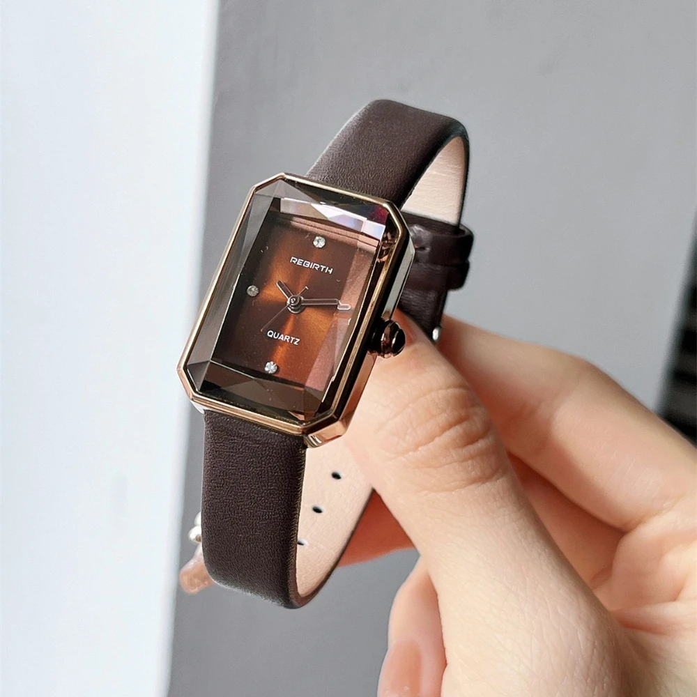 

New High-end Rectangular Watch for Women's Fashionable Luxury Elegant Leather Strap Women's Watch Business Gift