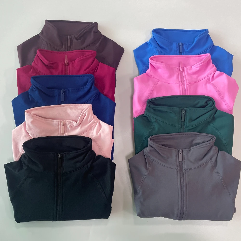 Crop Zippy Top Yoga Shirts Women Long Sleeve Crop Top Sports Tops Thumb Holes Fitness Gym Top Running Workout Clothes Activewear