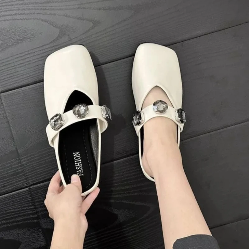 

Женские мюли Mary с закрытым квадратным носком, на плоской подошве, весна-лето 2026, новинка, французский стиль, для улицы, модные