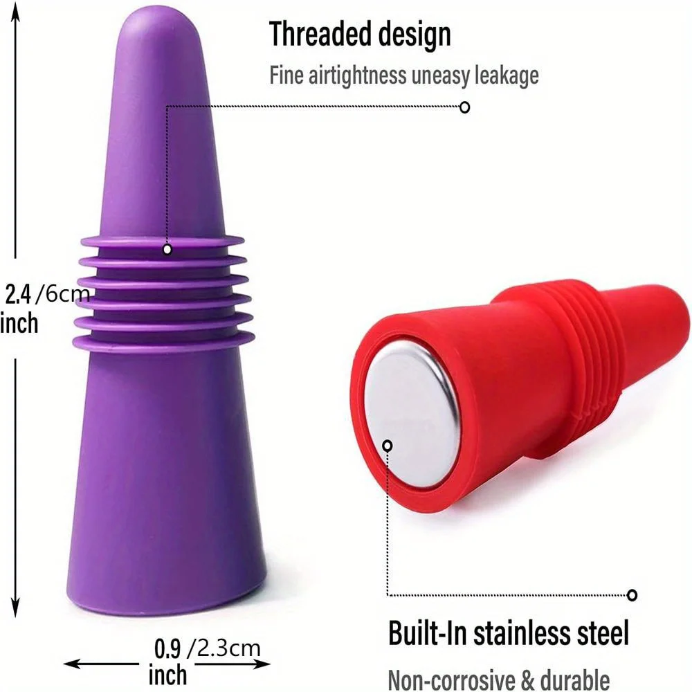 8pcs/pack Soft Silicone Wine Stoppers with Grip Top Beverage Bottle Sealer for Keeping Wine Champagne Corks view 2
