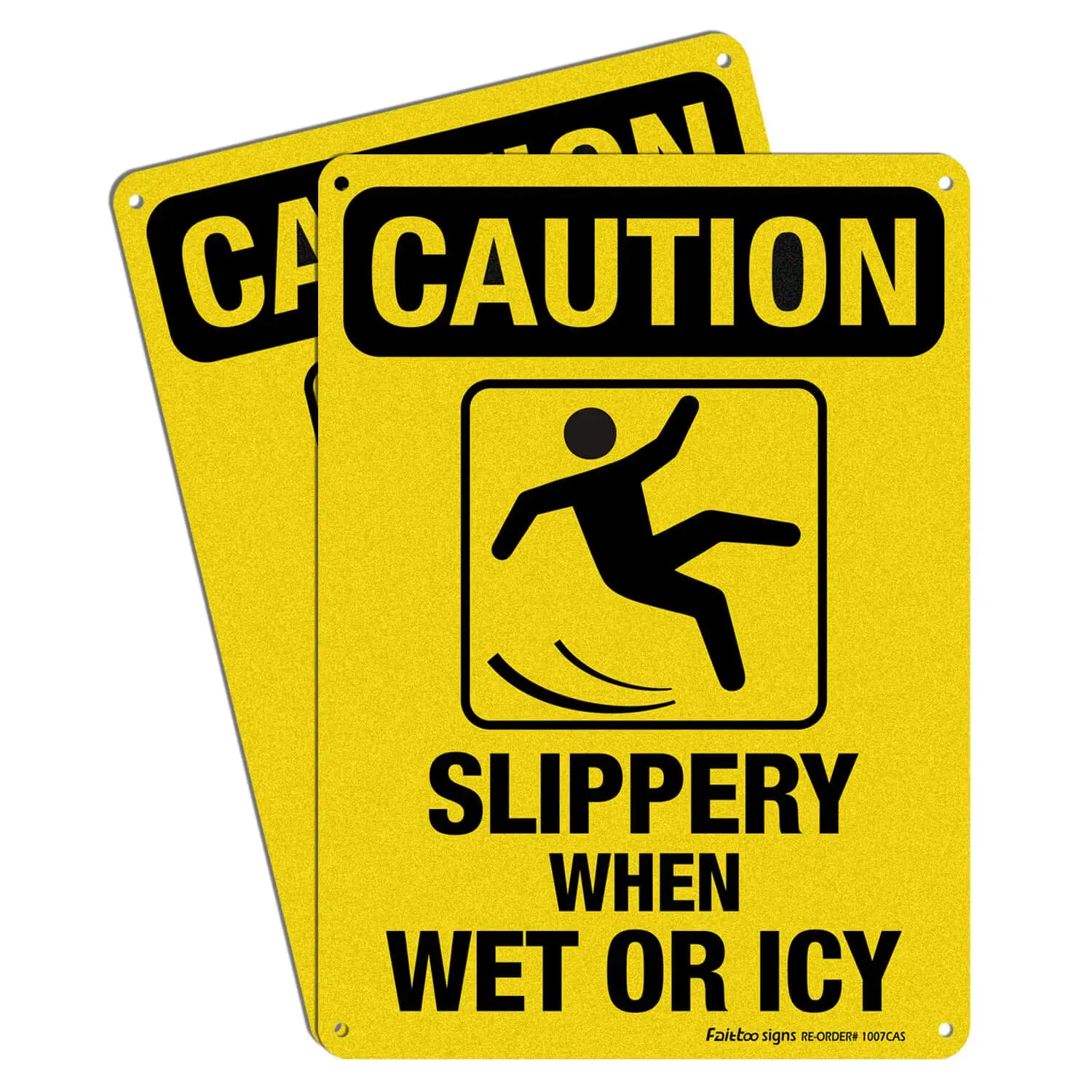 

Caution Sign, Slippery When Wet or Icy, 2-Pack 10x7 Inches Reflective Aluminum, UV Protected & Weather Resistant