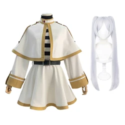 HOLOUN Frieren Beyond Journey's End Anime Frieren Cosplay Costume Shawl Cloak Dress Wig Grey Ponytail Rose Net Christmas