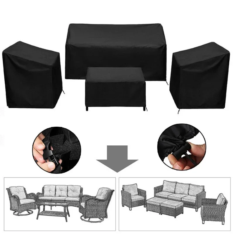 Black Patio Furniture Outdoor Furniture Cover for Rattan Covers 4 Piece Set Heavy Duty Waterproof Dustproof Furnitures Cover