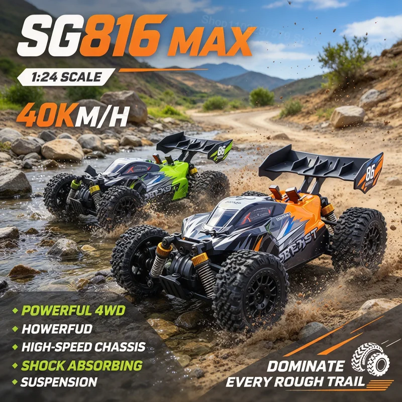 SG816 MAX/PRO Brushless RC Car 1:24 40KM/H 4WD Off-Road Car 2.4GHigh Speed Hobby Grade Remote Control Racing Car for Teen Adults