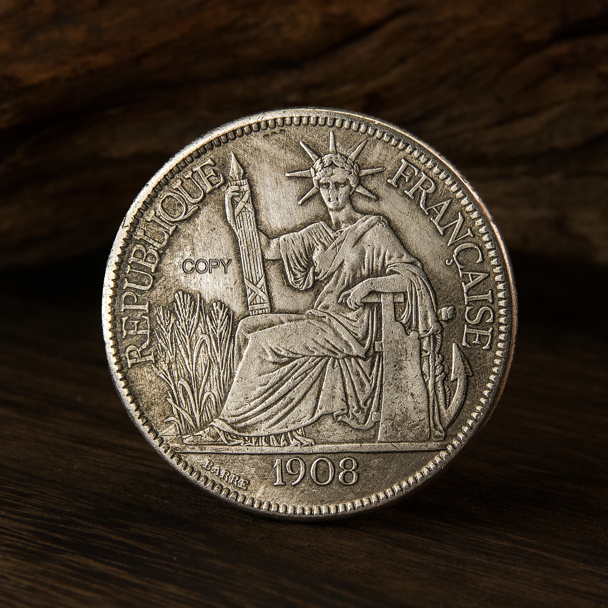 1908 Statue of Liberty Sitting Silver Dollar ,Copper Silver-plated Antique Collection, French Insignia Silver,Coin Replica