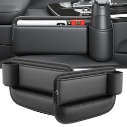 Car Seat Gap Filler Automotive Seat Leather Storage Box Water Cup Holder Gap Side Organizer Front Seat Gap Filler Storage Box