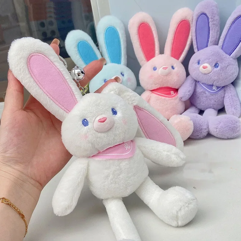 Bunny Plush Toy Pulling Ears Rabbit Stuffed Plushie Pendant Dolls Decoration Peluche Animal Keychain Birthday Christmas Gifts