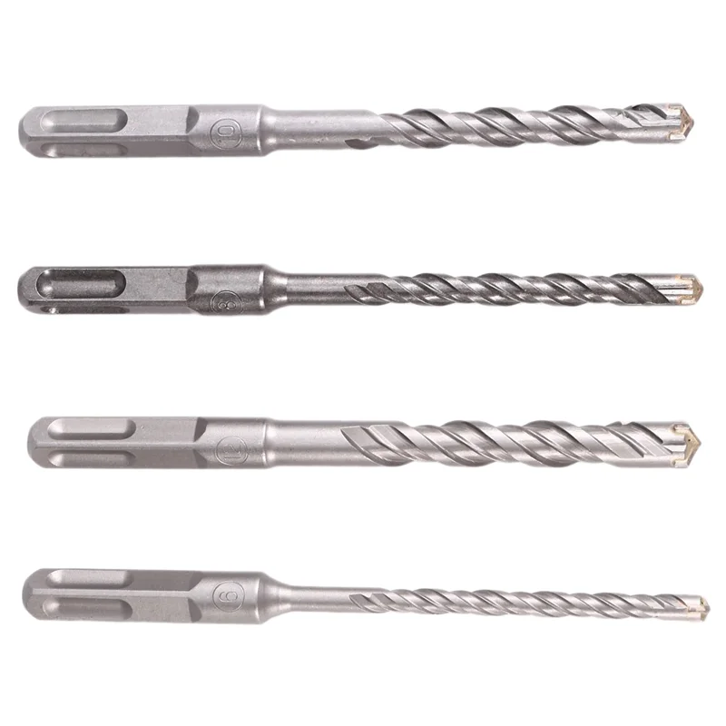 ABRE-4PCS Concrete 6-12Mm Bit Cross Cutter Head Double Auger Hammer 150Mm Wall Brick Block Electric Hammer Masonry Bit