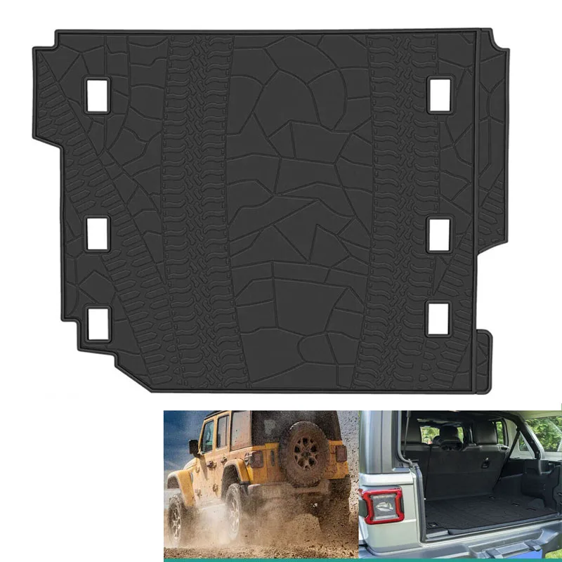 Black Cargo Mat Fits for Jeep Wrangler JL with OEM Subwoofer 2018 -2024 4 Door, Fit All-Weather Trunk Mat Cargo Liners ,Odorless 