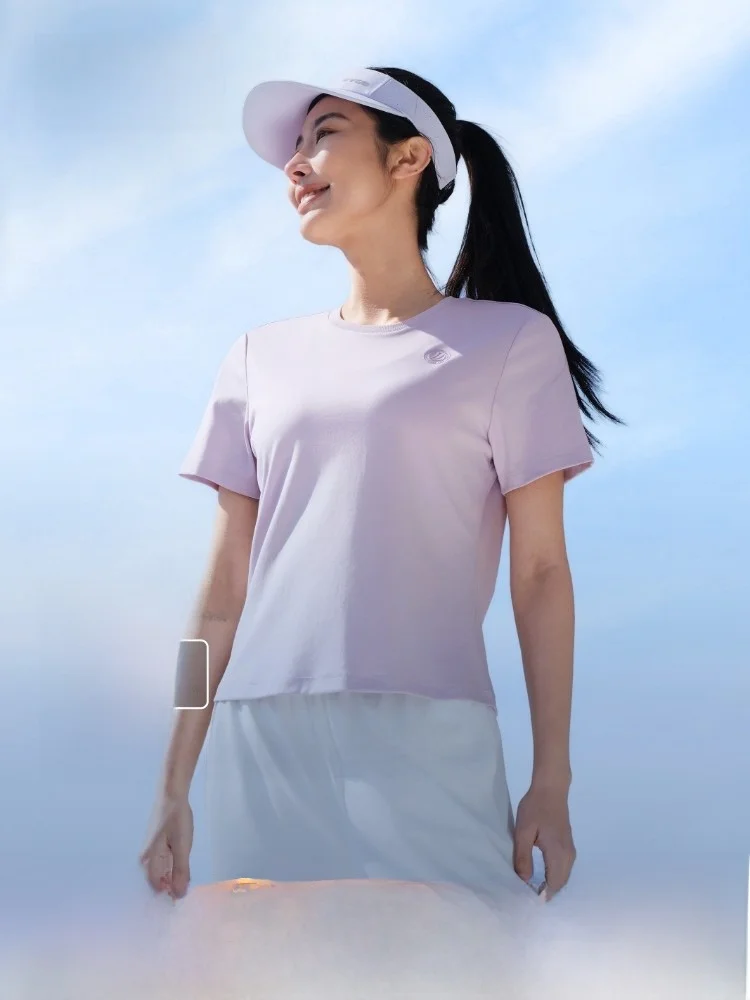 

Bosideng 2025 Summer New Outdoor Women's Casual Basic ort Sve T-irt Breathable Versatile Street Sle Cotton Plain Color