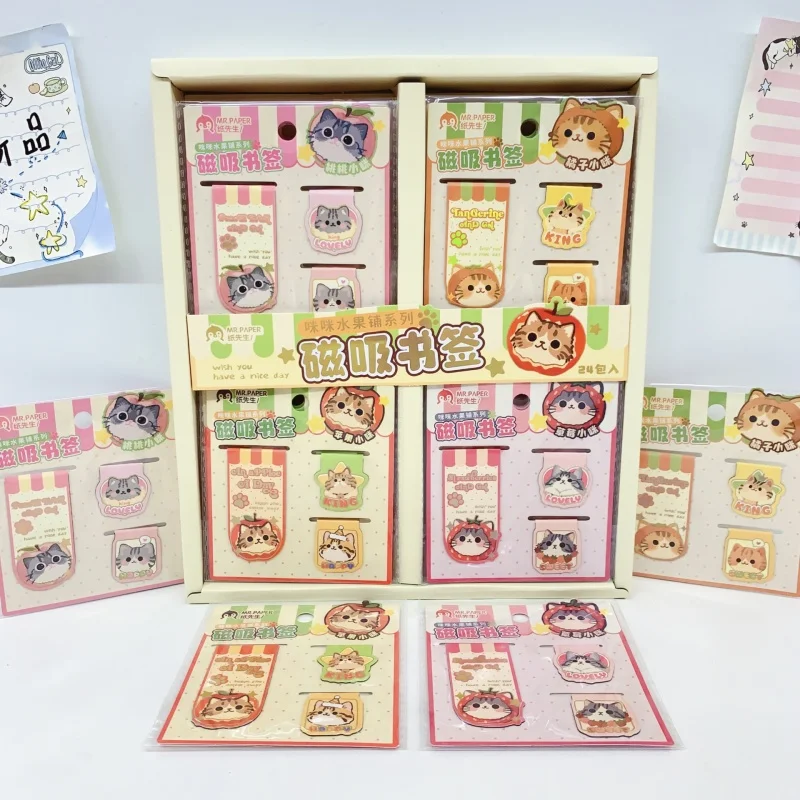 24-unidades-lote-marcapaginas-magneticos-con-diseno-de-gato-y-frutas-estilo-kawaii-marcapaginas-adorables-para-libros-utiles-escolares-material-de-oficina-y-como-regalo