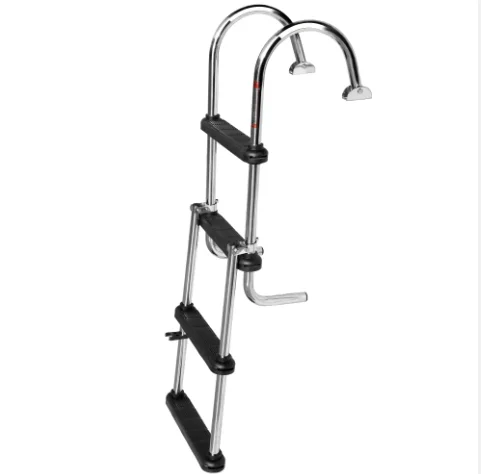 Boat Parts 4 Step Boat Ladder Folding Boarding Ladder for Marine Pontoon Boat