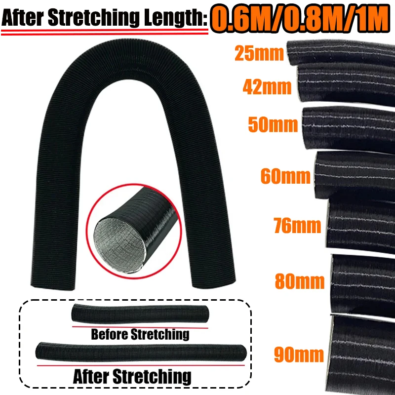 25/42/60/50/75/90mm Diameter 0.6/0.8/1M Length Air Diesel Parking Heater Duct Pipe Tube Hose Extendable For Webasto Eberspacher