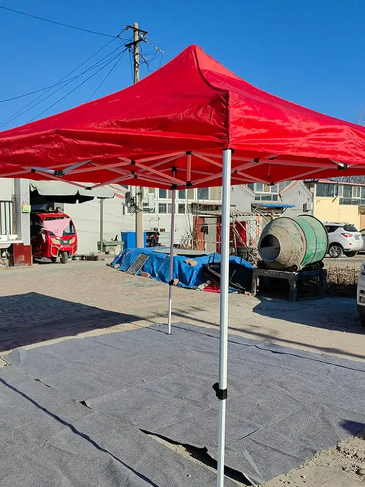 

Outdoor Retractable Umbrella Rain Sunade Tent Stall Four Corners Four Legs Folding Steel Frame Ox Cloth Canopy