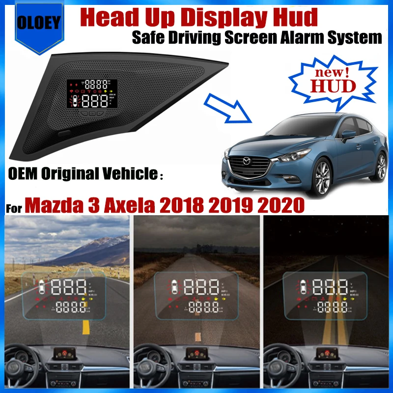 Affichage tête haute OEM HUD, pour Mazda 3 Mazda3 Axela 2018 2019 2020, système d'alarme de sécurité pour la conduite, accessoires électroniques de voiture