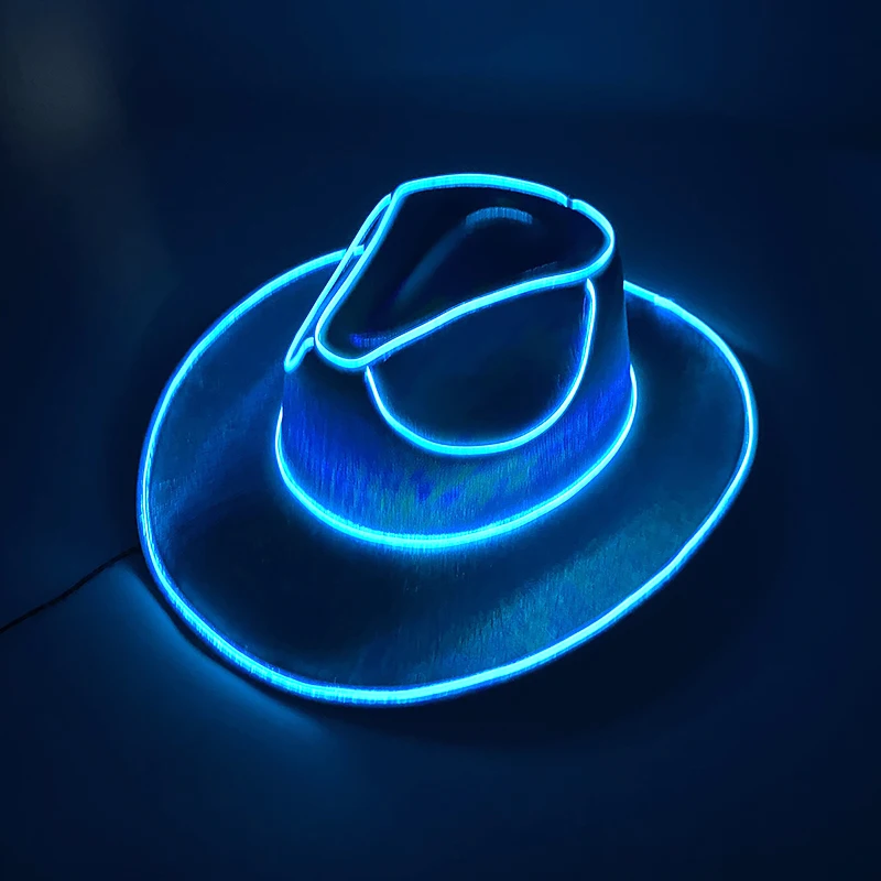 Gorra de vaquero brillante con LED de neón, sombrero de vaquera para exteriores, decoración de fiesta, a la moda, iluminada en la oscuridad