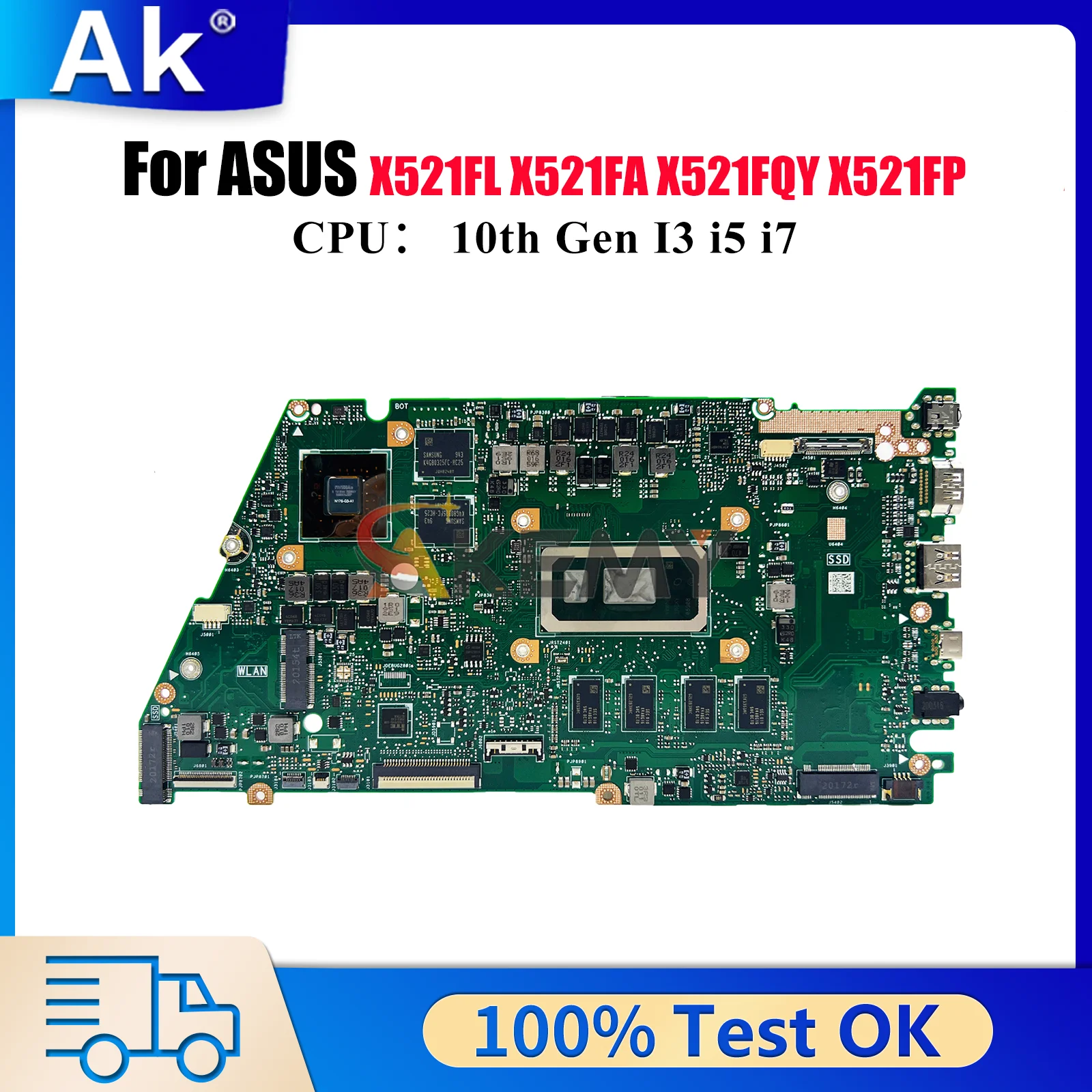 

X521FL Материнская плата для ноутбука ASUS X521FPY X521FP S5600F X521FL X521FQY X521FAY X421F Материнская плата 10-го поколения I3 i5 i7 100% тест в порядке