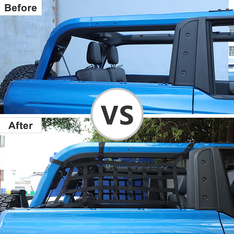 Car Trunk Isolation Net Luggage Cargo Storage Mesh Net For Ford Bronco 2-Doors 2021 Up Exterior Accessories