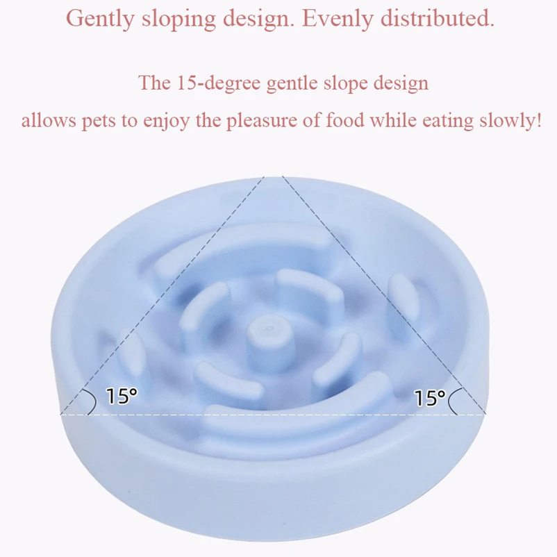 Dog slow food bowl choke prevention Small and medium-sized dog slow food bowl anti upset round thickened pet supplies