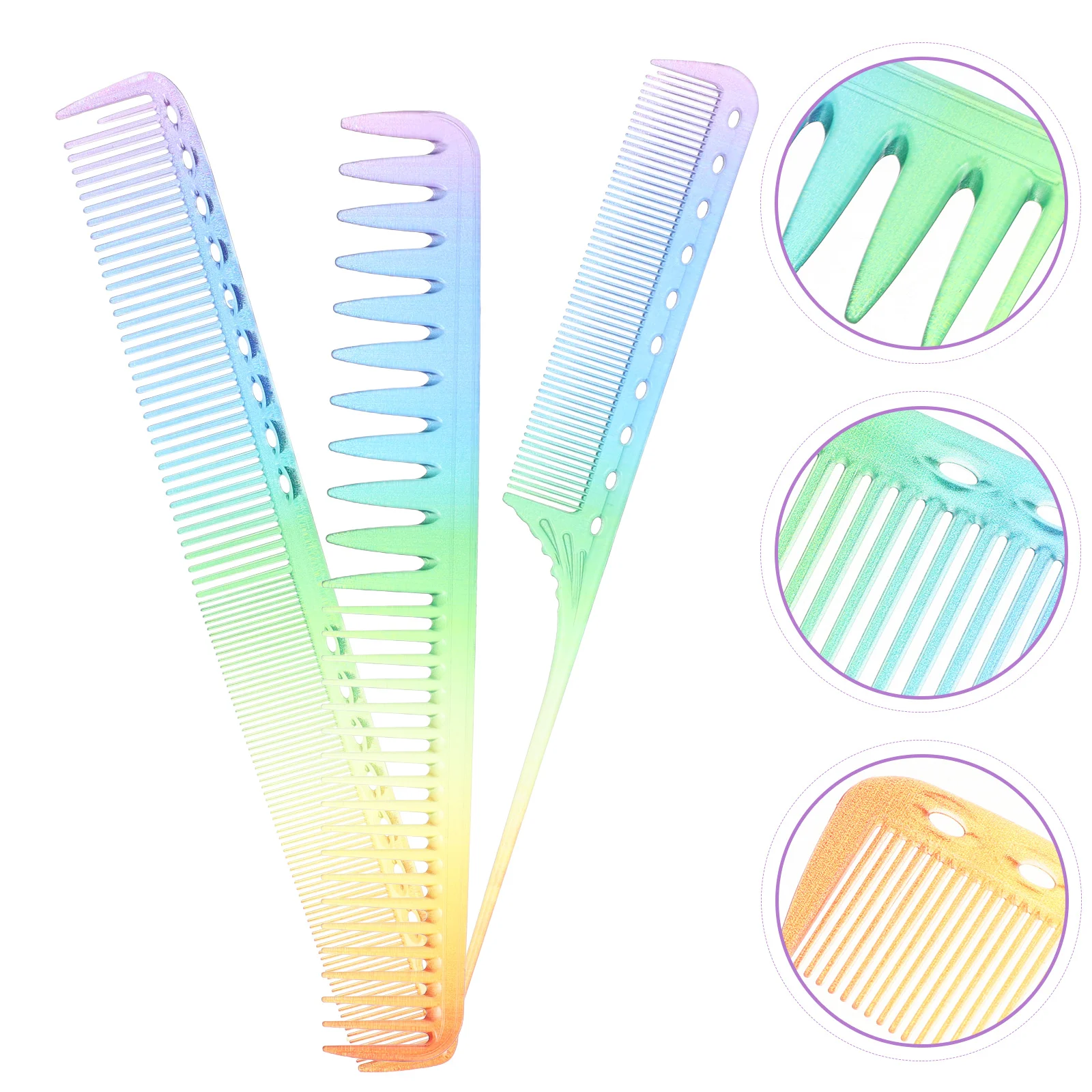 3pcs Rainbow Haircut Combs Professional Barber Styling Kids Women Fine Cutting Hairdressing Tool Ergonomic H Compact Design