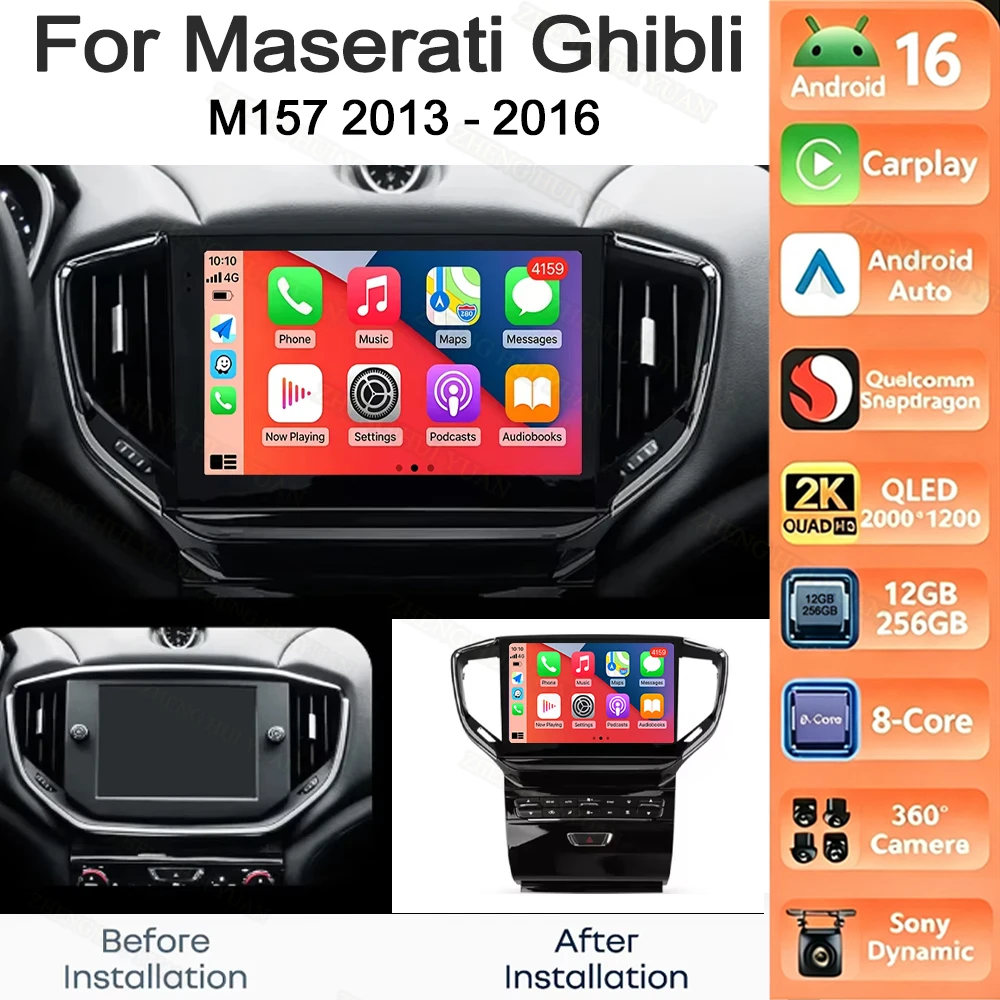 Für Maserati Ghibli M157 2013 - 2017 2K Android 16 Autoradio Multimedia-Videoplayer Navigation Stereo GPS Kein 2Din 2 Din DVD