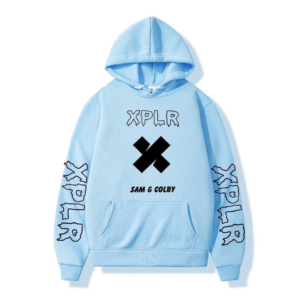 Hot Xplr Hoodie Sam and Colby Chainlink Print Sweatshirt Men Women Long Sleeve Pullover Hoodie Tops