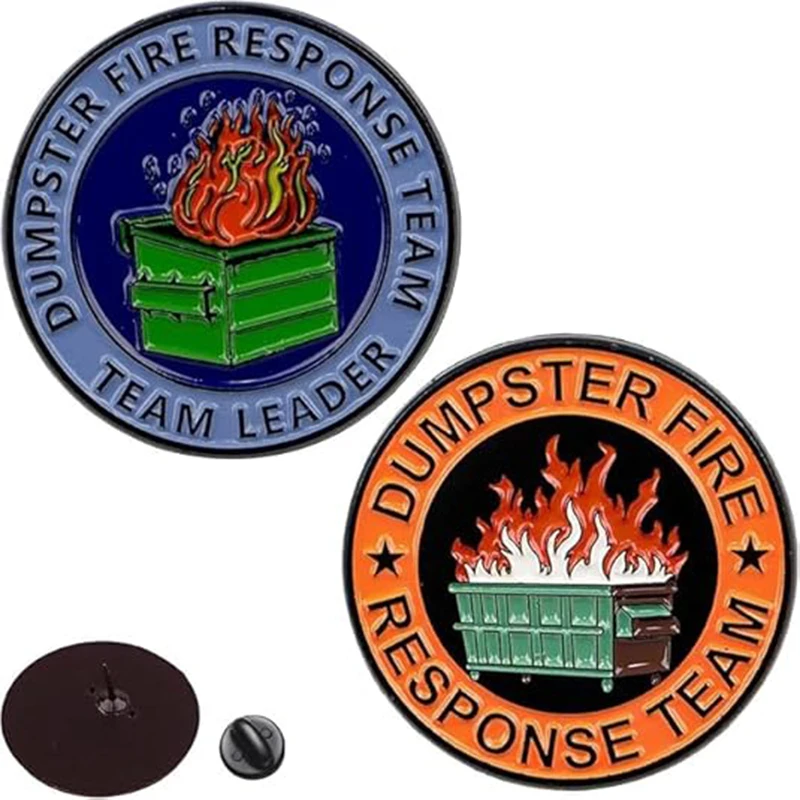1pcs Dumpster Fire Enamel Pins Response Team Alloy Badges for Jackets Hilarious Gifts for Coworkers Team Members