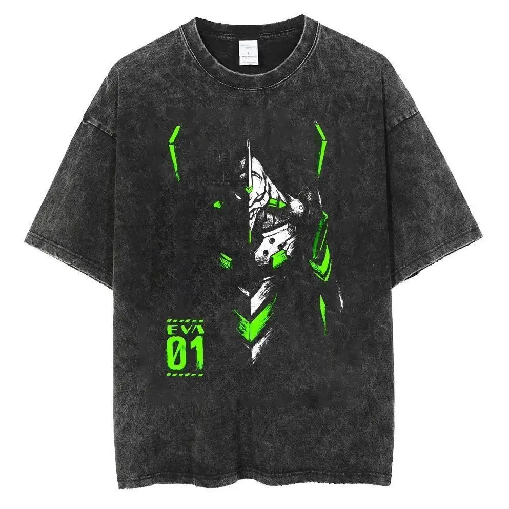 2026 Neon Genesis Evangelion EVA Anime Bedrucktes T-Shirt für Herren und Damen, gewaschenes T-Shirt, hochwertiges Vintage-Baumwoll-T-Shirt, Oberteile