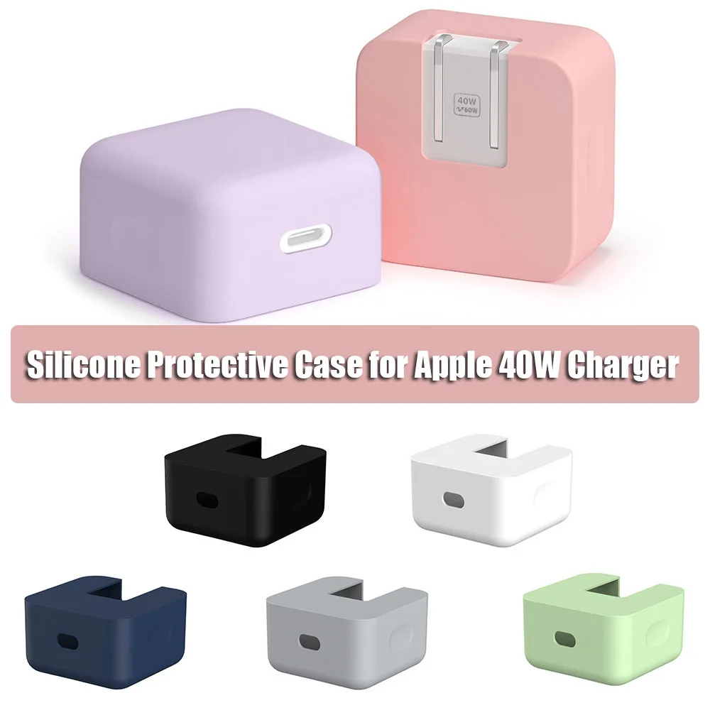 Capa Protetora de Silicone Macio para Carregador, Capa para Adaptador de Energia Dinâmico de 40W para iPhone 17/16 e Carregador MacBook Air M4 M3 M2 M1