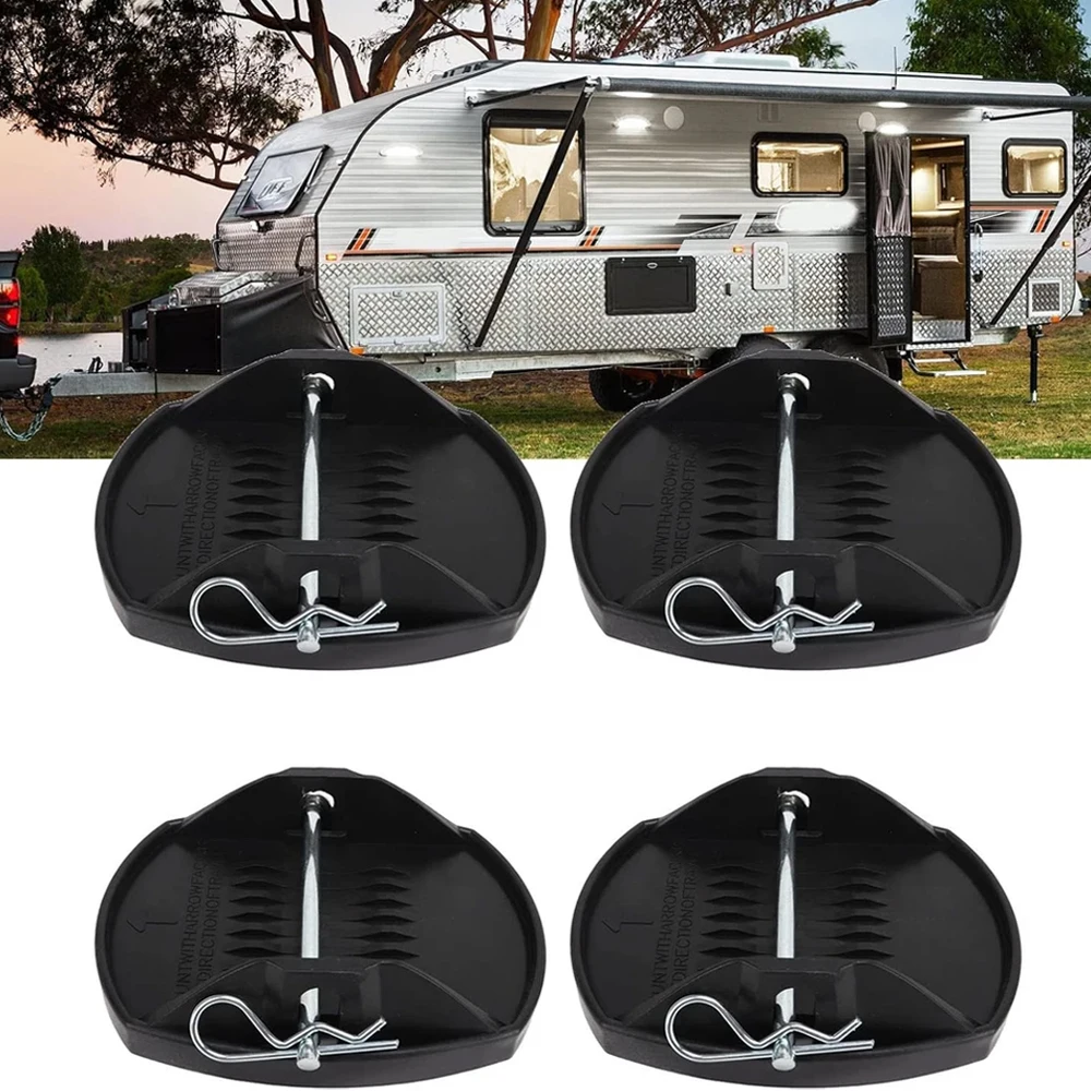 

4PCS Caravan Feet Pads Heavy Duty Caravan Leg Foot Pads Stabiliser Jack Pads RV Universal Wheel Foot Leg Support Adapter