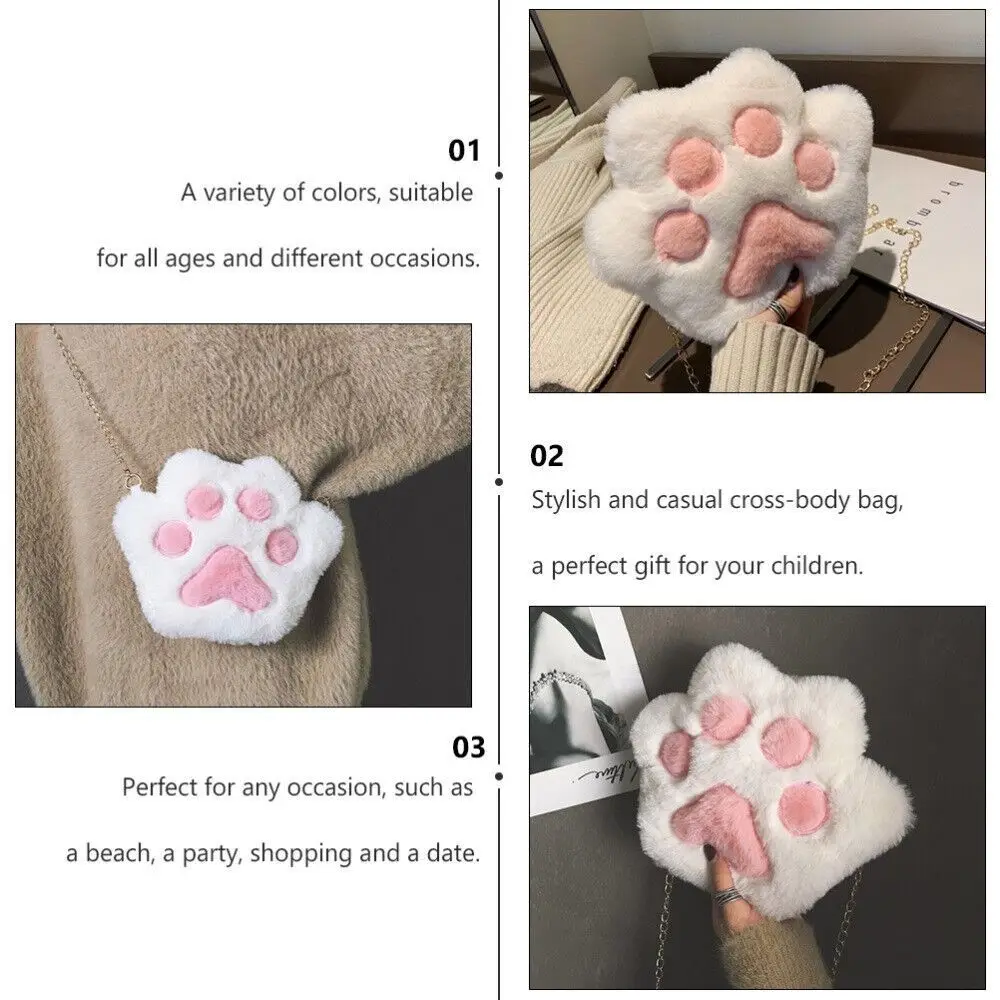 أزياء القطيفة الحلو القط باو الدببة القطيفة حقيبة الكتف سلسلة حقيبة رسول