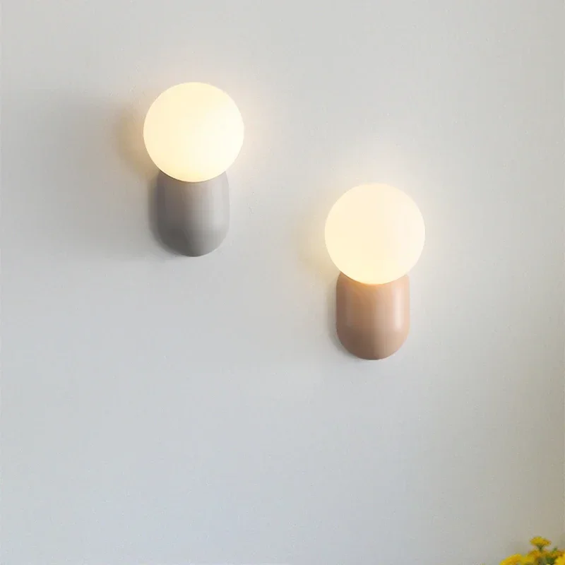

2025 Nordic LED Wall Lamp Macaron Wall Sconce For Living Room Bedroom BedsideLamp Home Minimalist Aisle Decor Lustre Lighting Fi