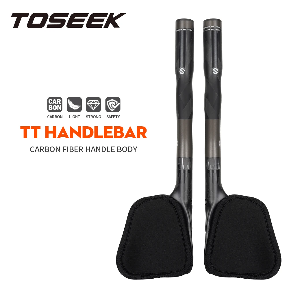 TOSEEK Carbon Fiber Road Bike Rest Relax TT Handlebar MTB Road Bicycle Race with Sponge Elbow Pad Bike Accessories
