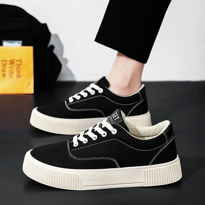 

Новые весенне-осенние однотонные универсальные модные низкие парусиновые туфли на толстой подошве со шнуровкой для спорта и отдыха