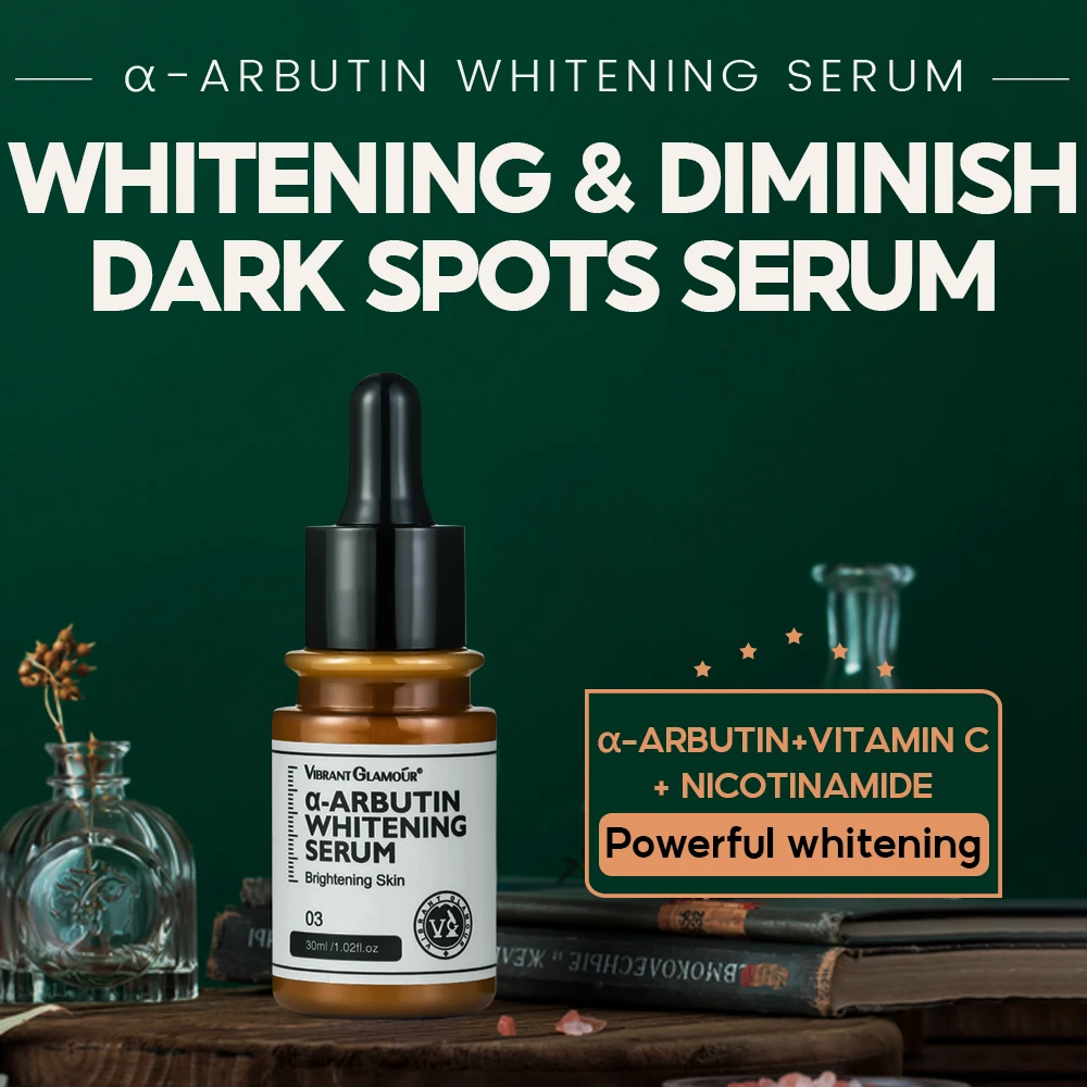 VIBRANT GLAMOUR Arbutin Whitening Serum Brighting Moisturizing Essence Reduce Dullness Spot and Acne Marks Facial Skin Care 30ml