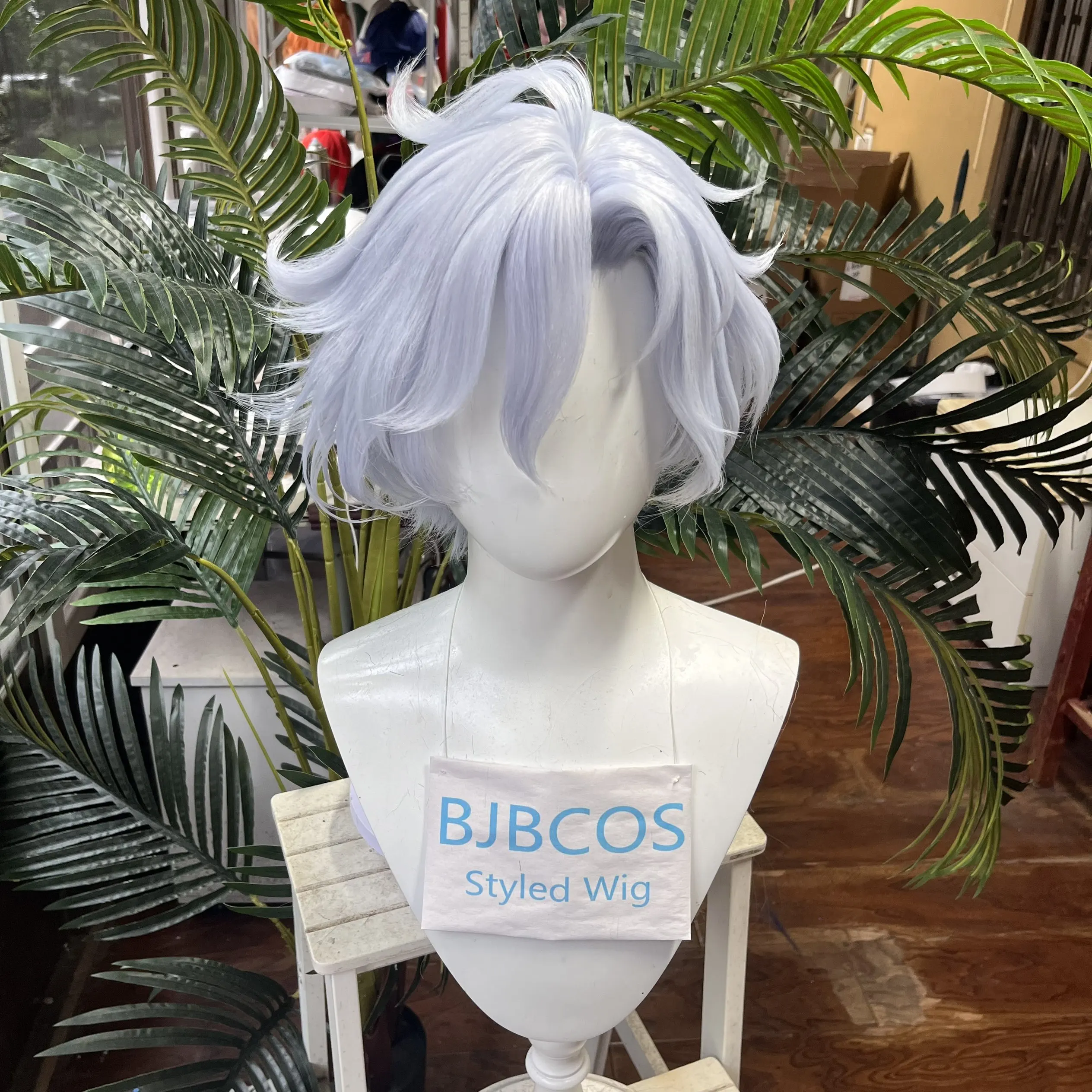 [Styled Wig]Mitya Cosplay Wig Game Genshin Impact Women Or Man Light Blue Short 33CM Hair Mitya Cosplay Hair Halloween Party