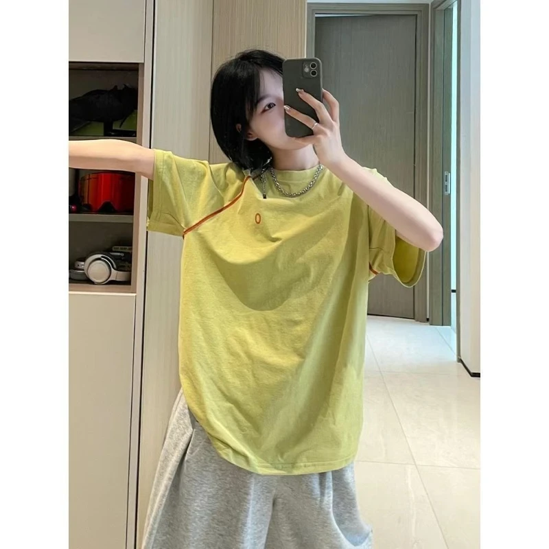 

Deeptown Casual Vintage Sport Tops Y2k Harajuku Oversize Short Sleeve T-shirts Summer American Retro Fashion Basic Loose T-Shirt
