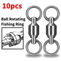 10PCS Ball Bearing Stainless Steel Fishing Connector Swivel Solid Rings For Trolling Bait Lure Tools Seawater And Freshwater