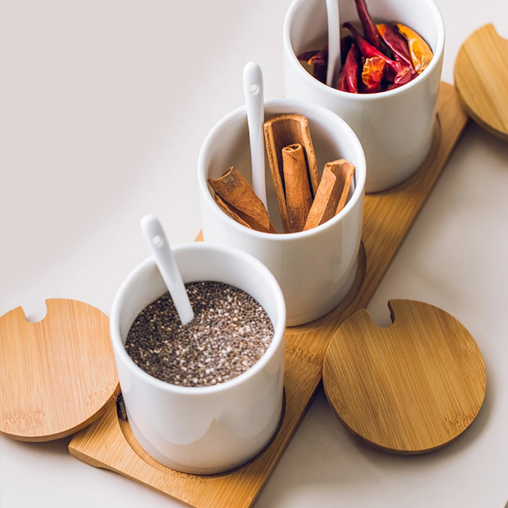 

Ceramic Spice Jar Condiment Container Large Capacity Kitchen Storage Pot Seasoning Salt Pepper Chili Sauce Porcelain Dining Bar
