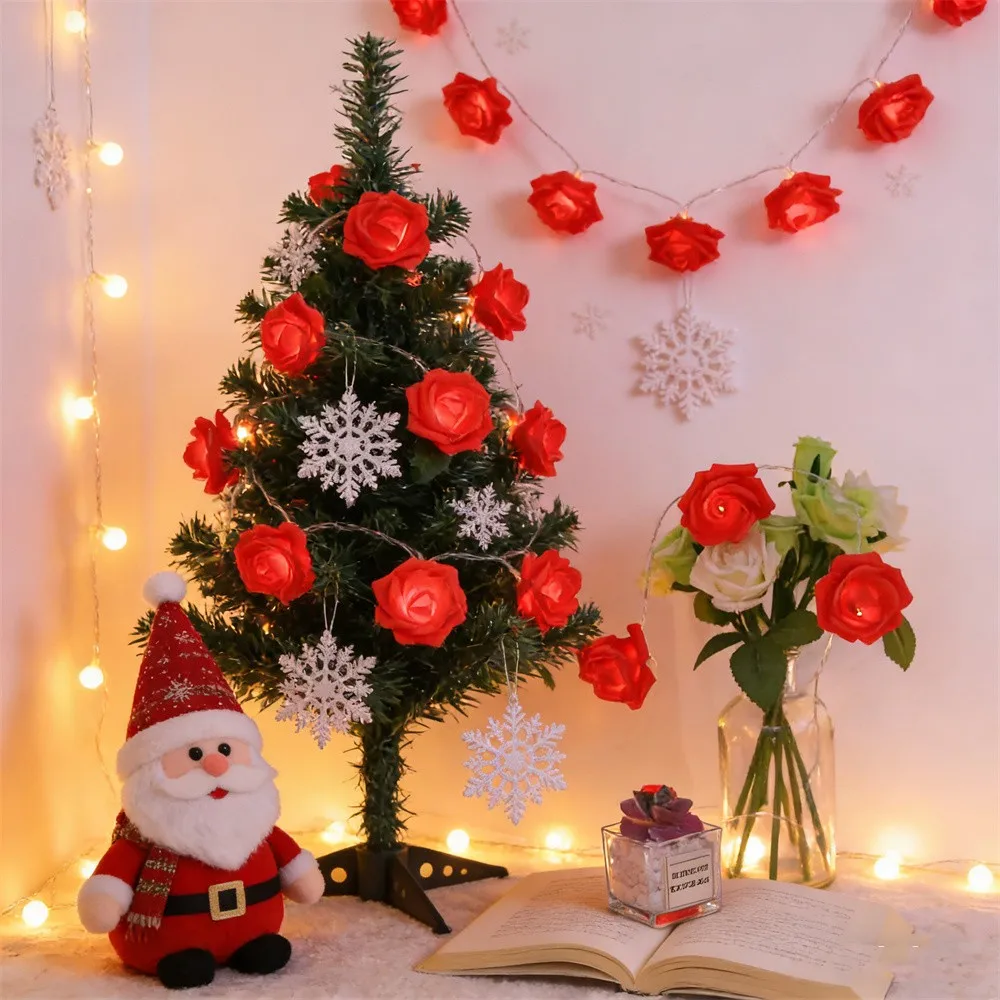 

LED Flower String Lights Artificial Flower Rose Bouquet Romantic Lamp Fairy Light Garland for Wedding Valentines Day Decor