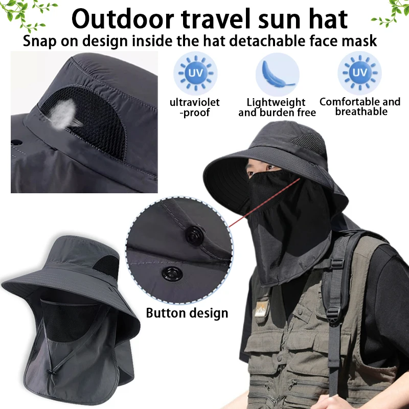 

1 шт., новая уличная солнцезащитная шляпа для путешествий, рыбацкая шляпа для лица, защита от комаров и солнца, рыбацкая шляпа, мужская летняя защита от ультрафиолета